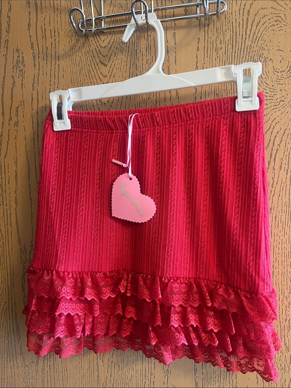 Sugar Thrillz Red Ruffled Lace Mini Skirt